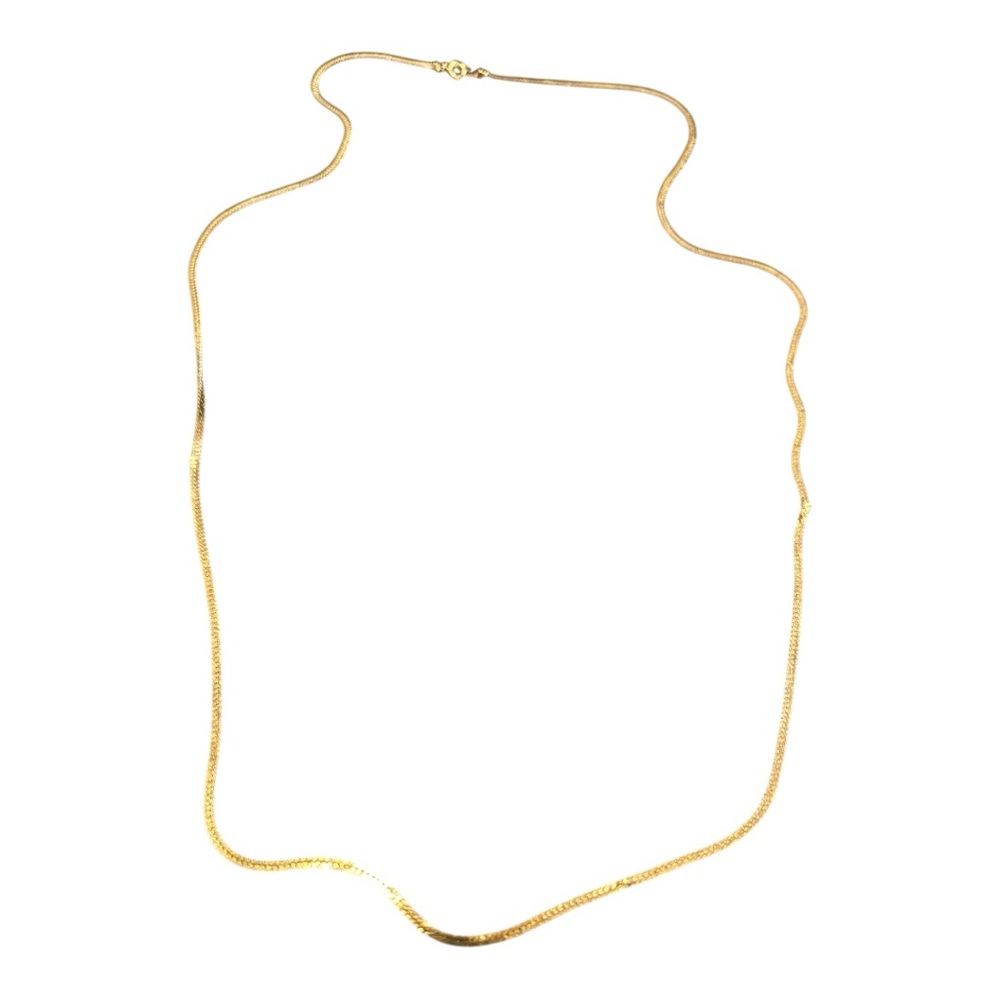 Longchamp × SN Italy Gold Tone Vintage Herringbone Chain Necklace 30” J14